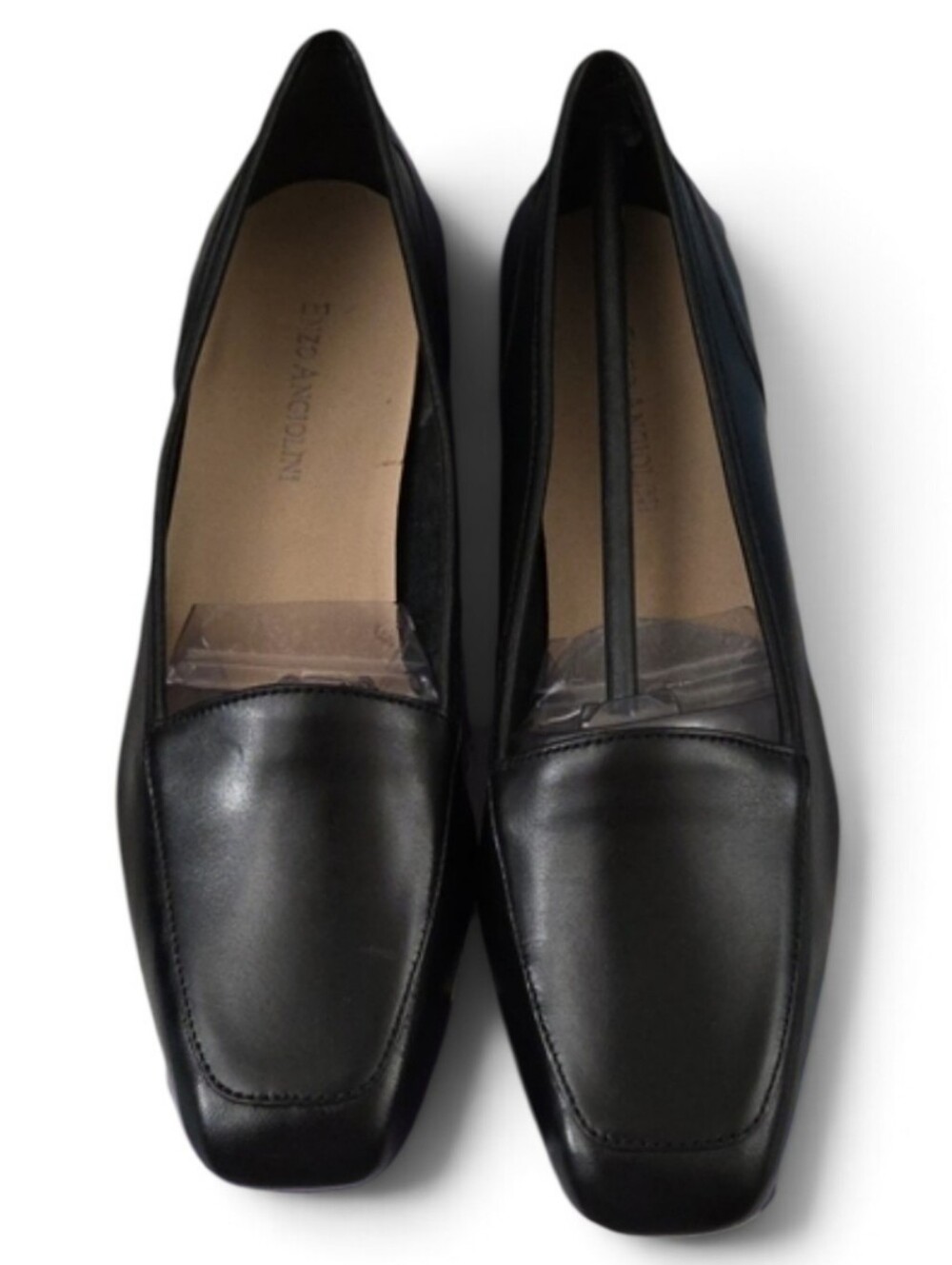 NWT Enzo Angiolini Liberty Black Leather Square-Toe Loafers